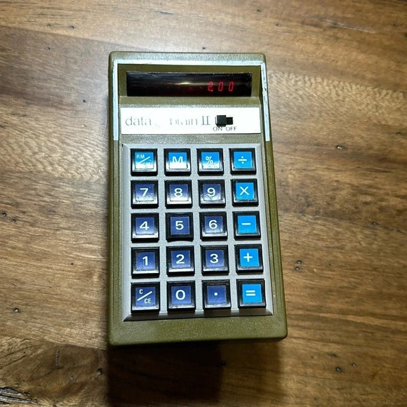 VTG Calfax data brain II calculator yellow/olive color - Picture 1 of 12